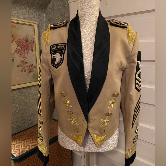 Vintage Gail Dauer khaki tan & black military jacket sz Small 80’s- 90’s READ - Picture 1 of 12